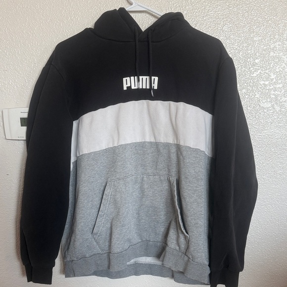 Puma Other - Puma Black White Gray Tri-Block Pullover Hoodie